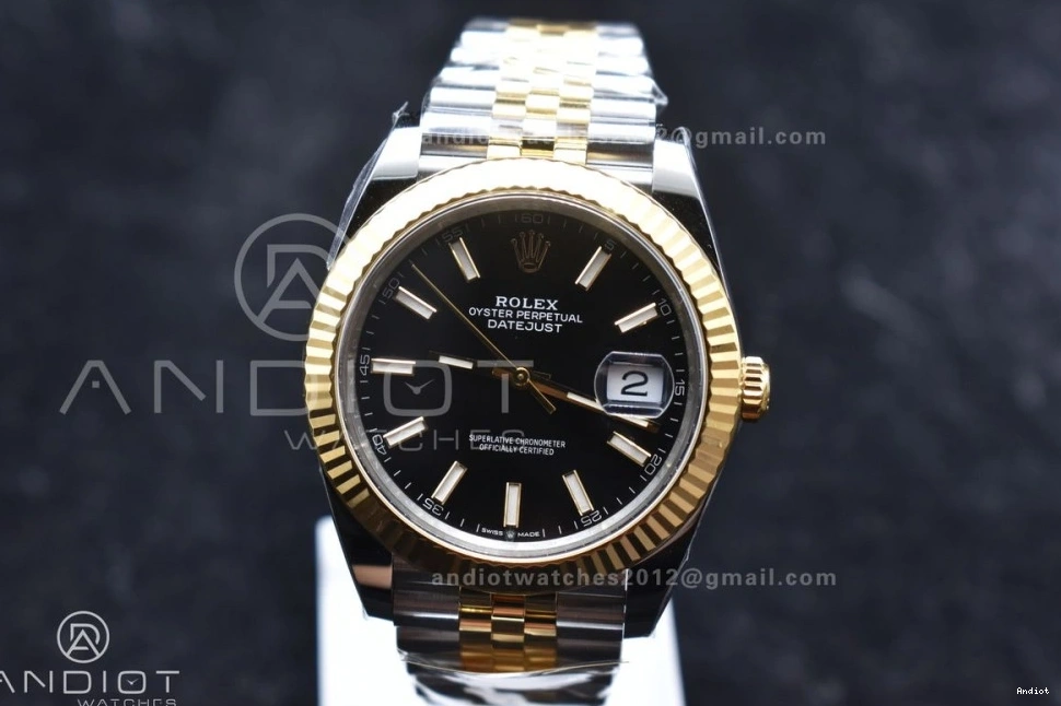SS VR3235 DateJust Steel Clean Edition YG 41 Bracelet Black 1:1 126333 Stick on Dial Best 904L Jubilee 0425